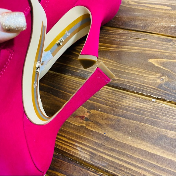 Sam Edelman Hot Pink Dollcore Genuine Leather Suede Pointed Toe Heeled Booties - Picture 11 of 12